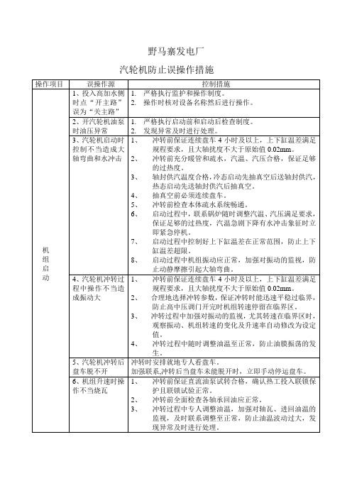 汽轮机防止误操作措施