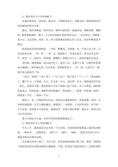 精选做沙包作文六年级600字