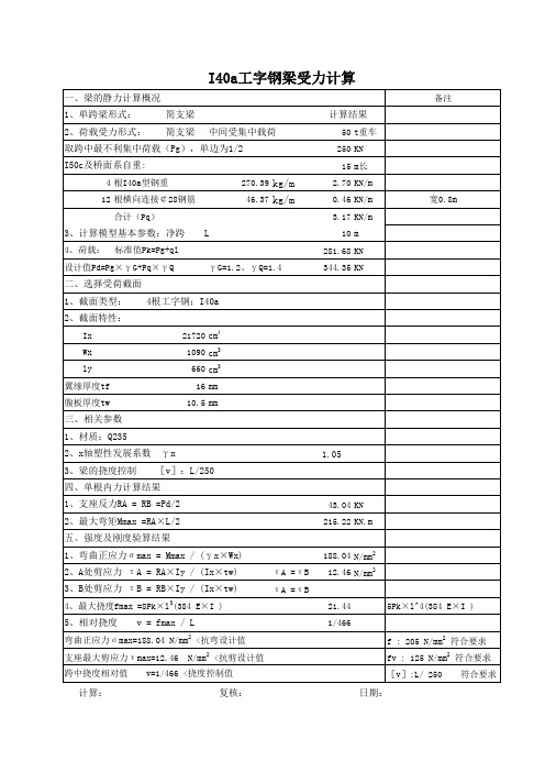 工字钢受力分析计算