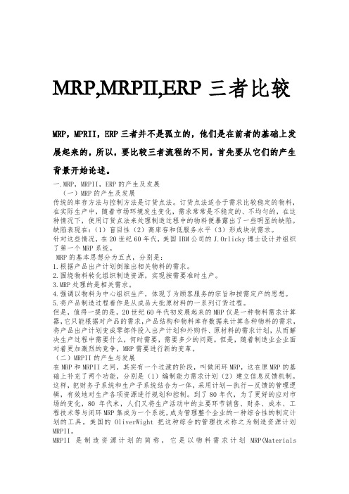 MRP_MRPII_ERP三者比较