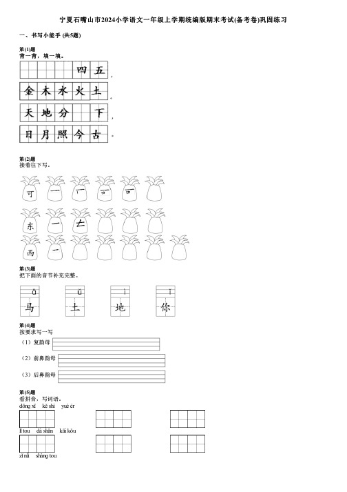 宁夏石嘴山市2024小学语文一年级上学期统编版期末考试(备考卷)巩固练习