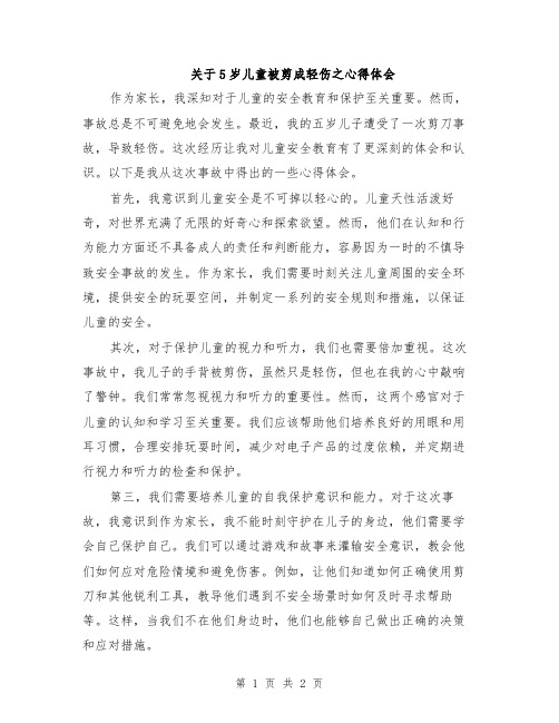 关于5岁儿童被剪成轻伤之心得体会