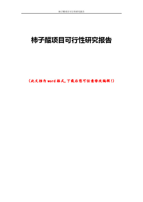 柿子醋项目可行性研究报告
