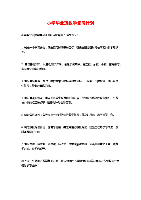 小学毕业班数学复习计划