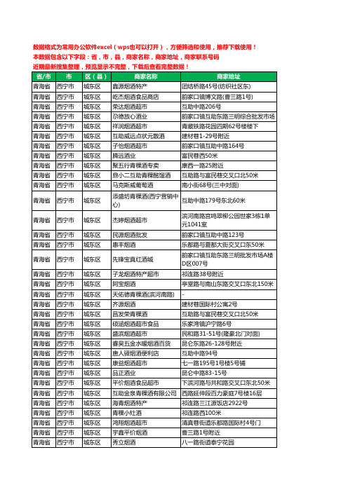 2020新版青海省西宁市城东区烟酒工商企业公司商家名录名单黄页联系电话号码地址大全321家