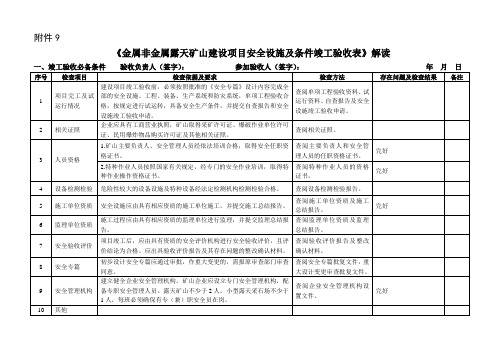 金属非金属露天矿山建设项目安全设施及条件竣工验收表