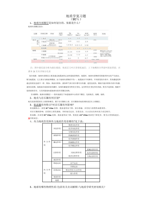 地质学复习题答案