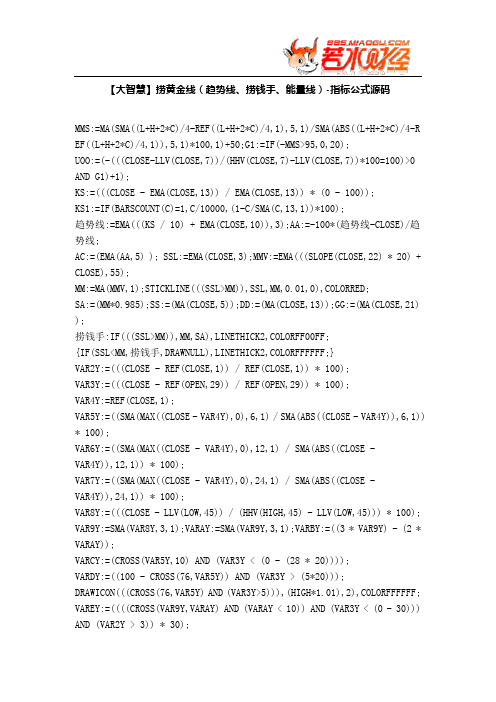 【股票指标公式下载】-【大智慧】捞黄金线(趋势线、捞钱手、能量线)