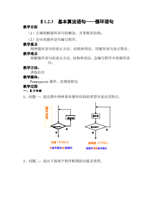 高二数学基本算法语句循环语句1