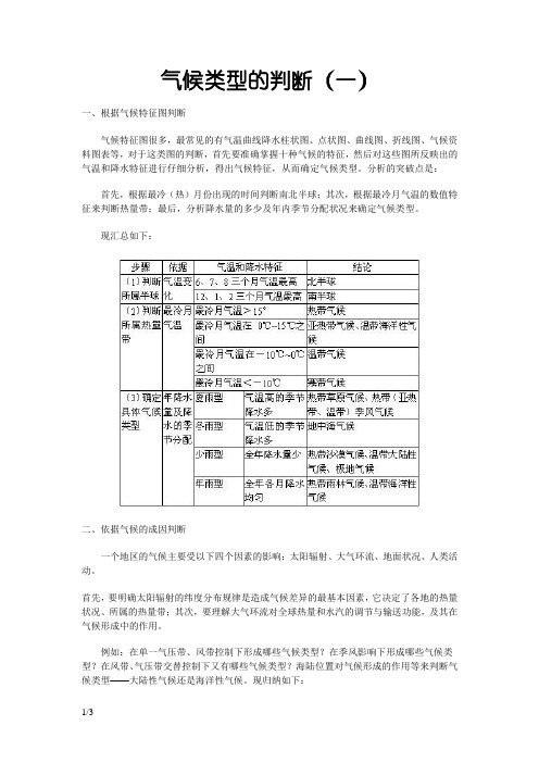 高中地理气候类型的判断