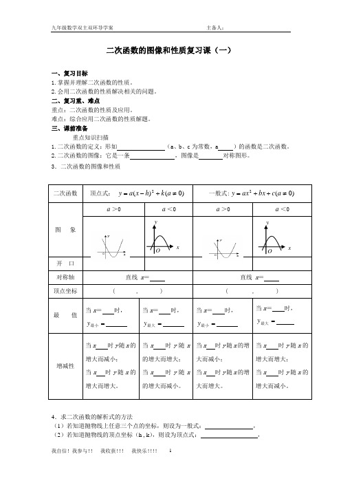 二次函数的图像和性质 复习课教案