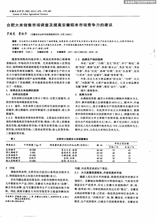 合肥大米销售市场调查及提高安徽稻米市场竞争力的建议