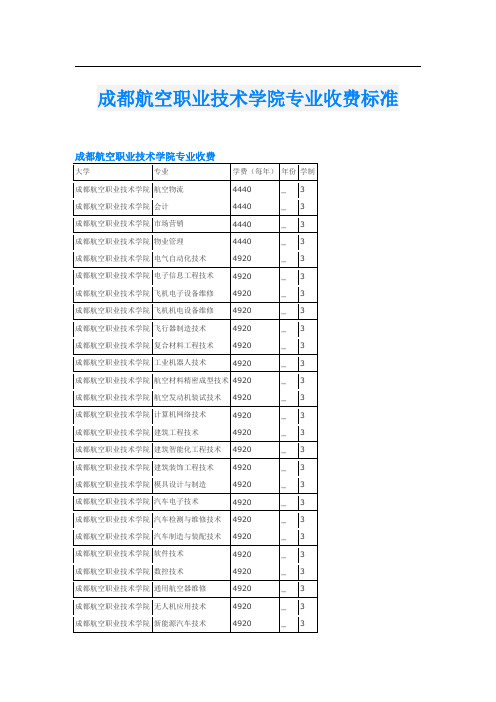 成都航空职业技术学院专业收费标准