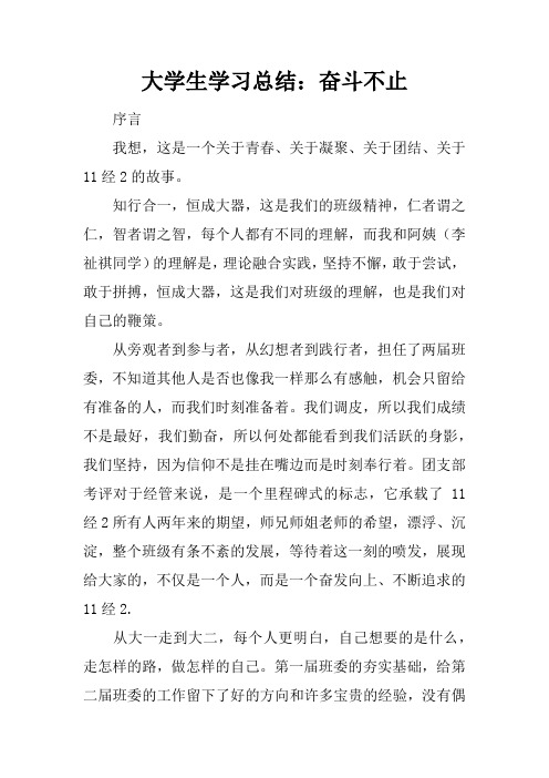 大学生学习总结:奋斗不止