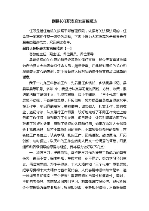 副县长任职表态发言稿精选