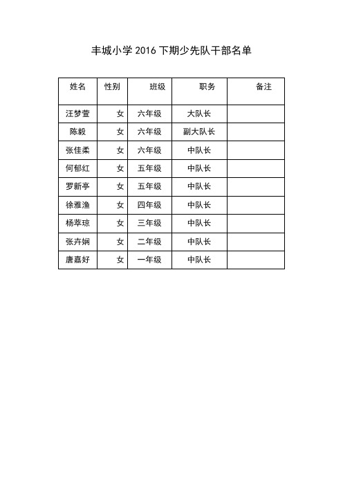 丰城小学2016年下期少先队活动记录