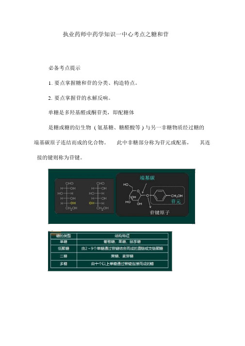 执业药师中药学知识一核心考点之糖和苷