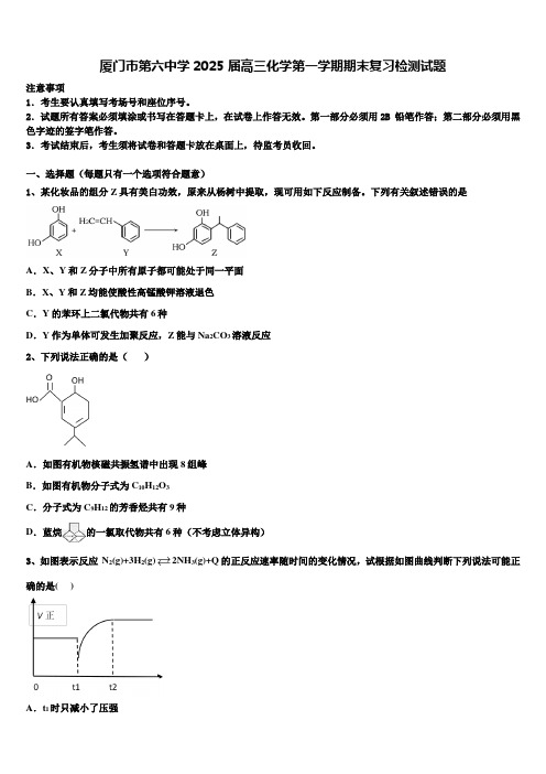 厦门市第六中学2025届高三化学第一学期期末复习检测试题含解析