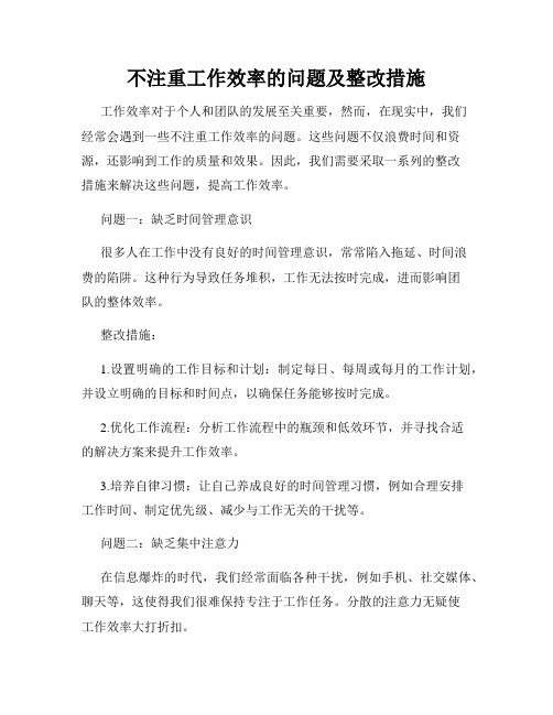 不注重工作效率的问题及整改措施