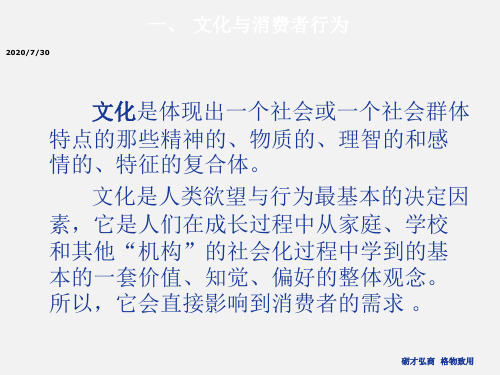 精选-大学教育-消费者行为学-影响消费者行为的外部因素之—文化因素、社会因素和经济因素