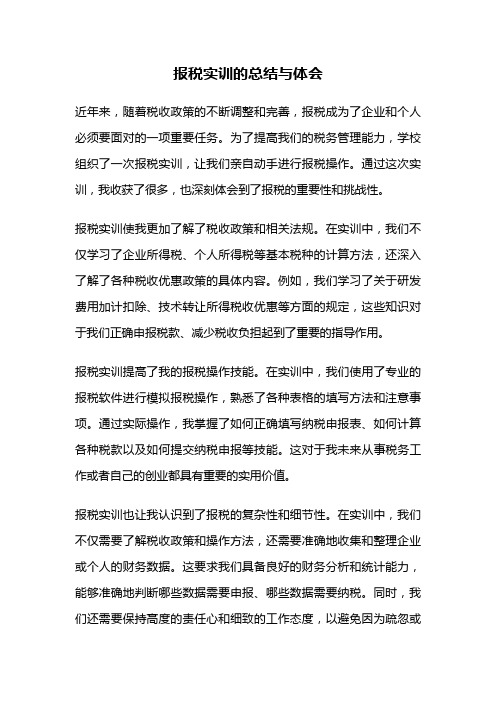 报税实训的总结与体会