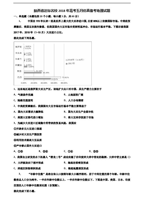 陕西省达标名校2018年高考五月仿真备考地理试题含解析