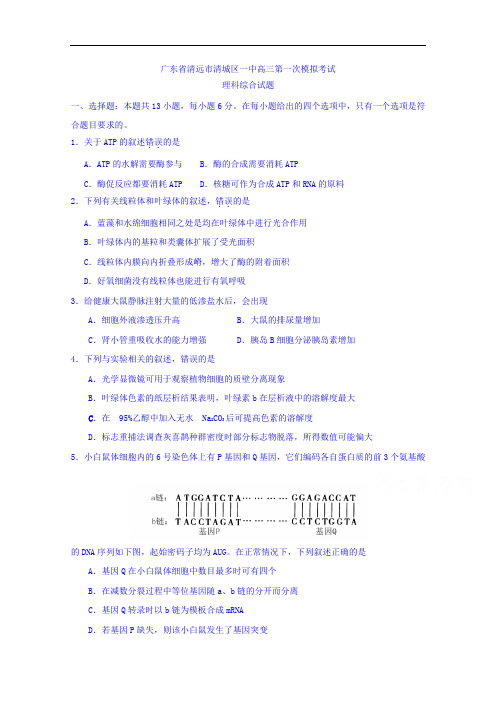 广东省清远市华侨中学2017届高三第一次模拟考试理科综