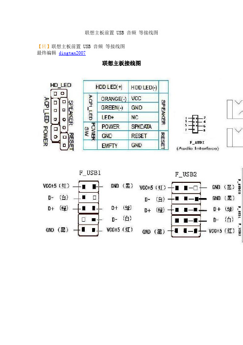 联想主板前置 USB 音频 等接线图