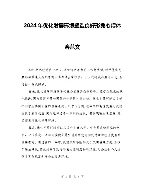 2024年优化发展环境塑造良好形象心得体会范文(三篇)