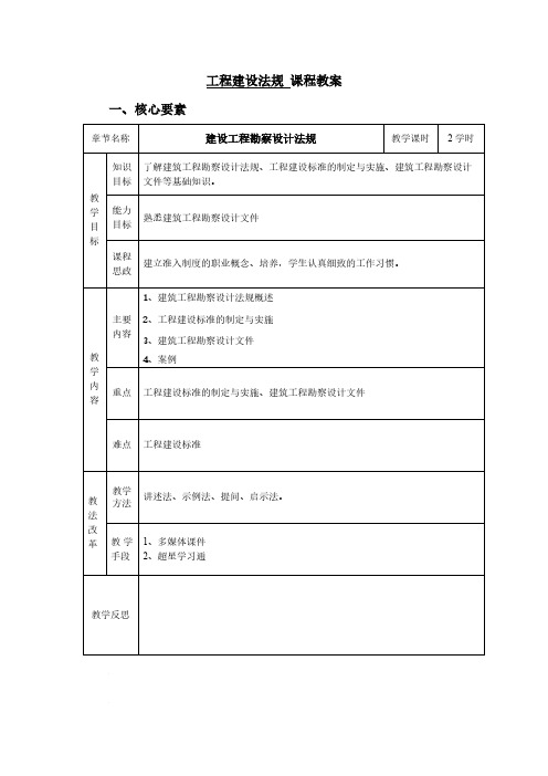 工程建设法规  教案   项目7--11   建设工程勘察设计法规 ---建设工程其他法律法规 