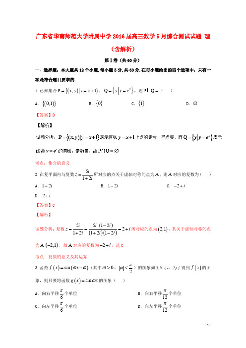 广东省华南师范大学附属中学高三数学5月综合测试试题理(含解析)