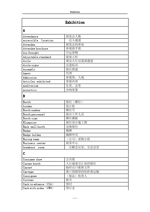 Exhibition Industry 会展业英语词汇