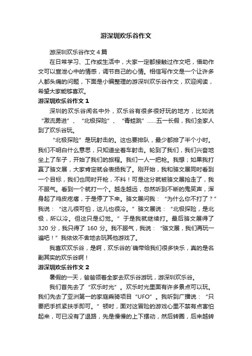 游深圳欢乐谷作文4篇