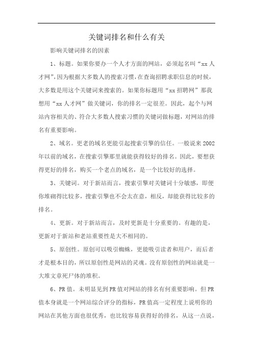 关键词排名和什么有关