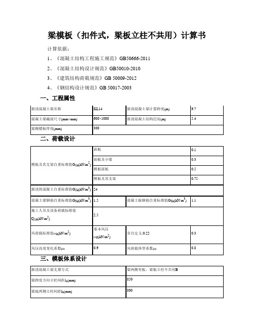 梁模板(扣件式,梁板立柱不共用)计算书