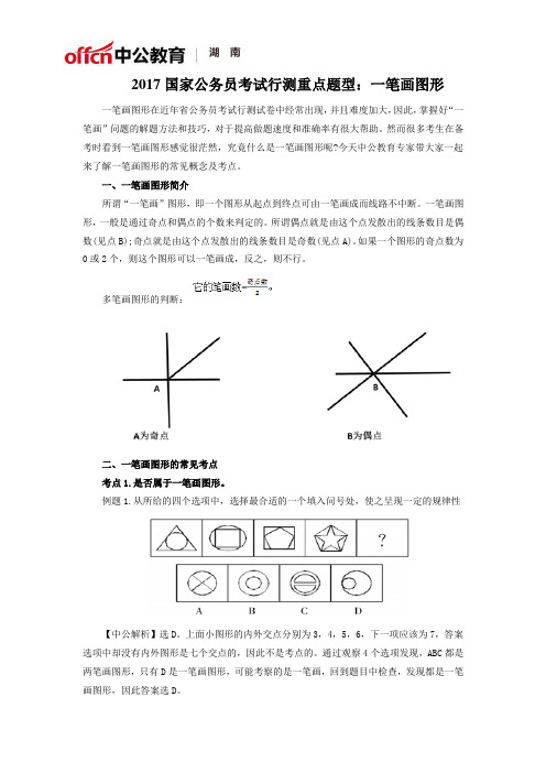 2017国家公务员考试行测重点题型：一笔画图形