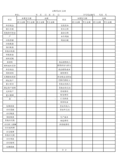 记账凭证汇总表电子版