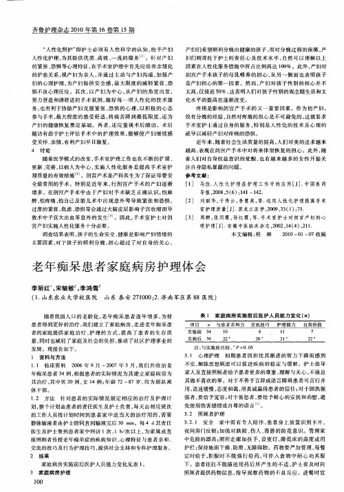 老年痴呆患者家庭病房护理体会