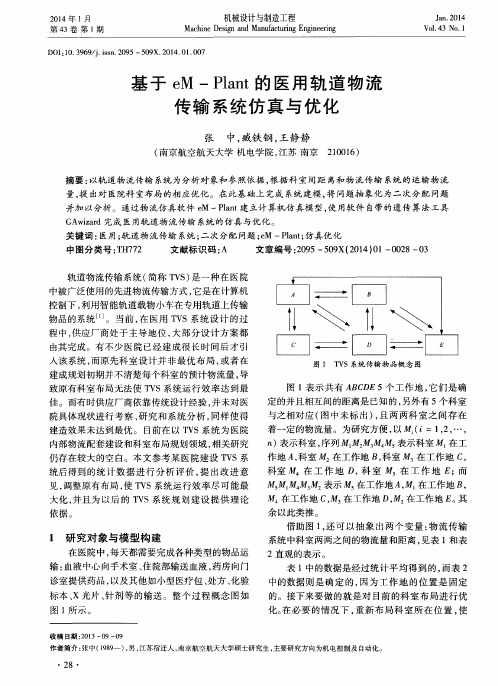 基于 eM -Plant 的医用轨道物流传输系统仿真与优化