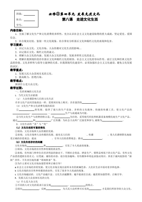 人教版必修3 高中政治第八课 走进文化生活