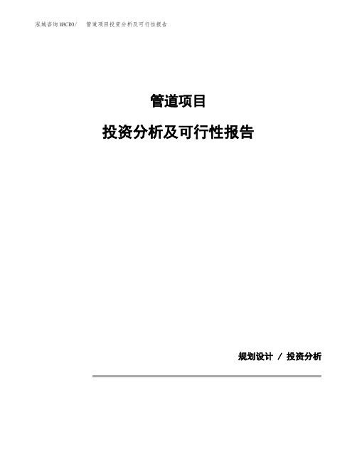 管道项目投资分析及可行性报告