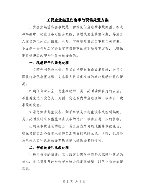 工贸企业起重伤害事故现场处置方案