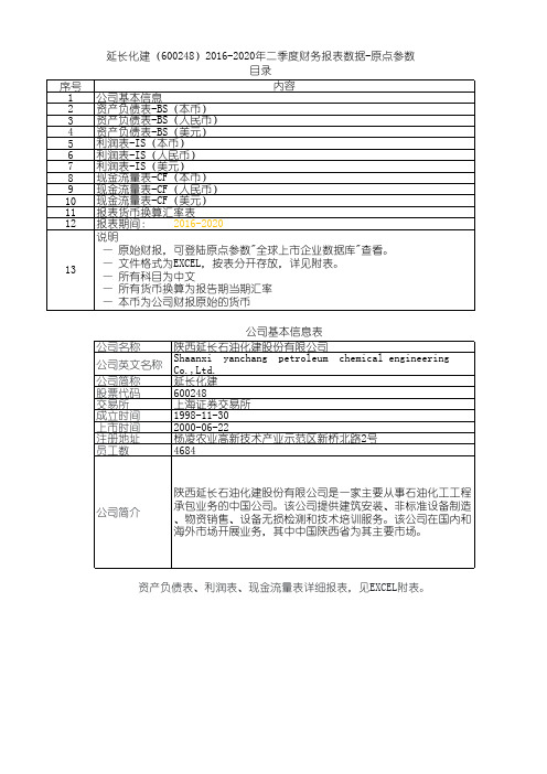 延长化建(600248)2016-2020年二季度财务报表数据-原点参数