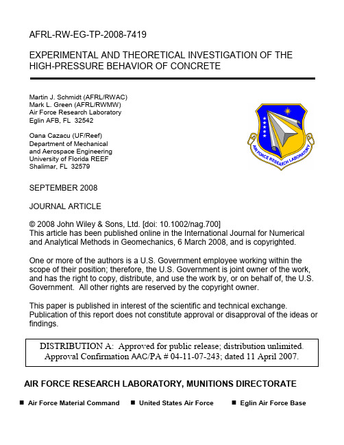 Experimental and Theoretical Investigation of the High-Pressure Behavior of Concrete