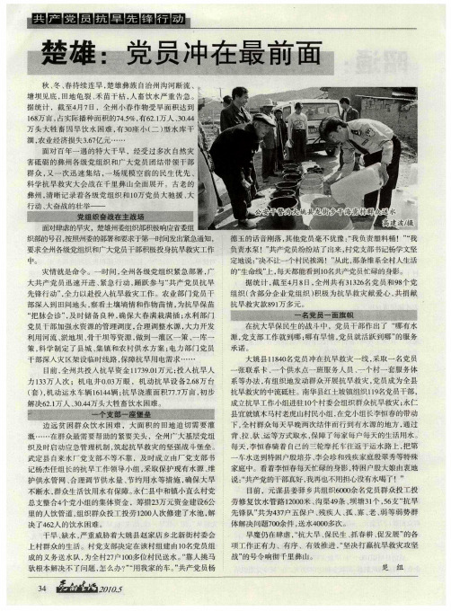 楚雄:党员冲在最前面