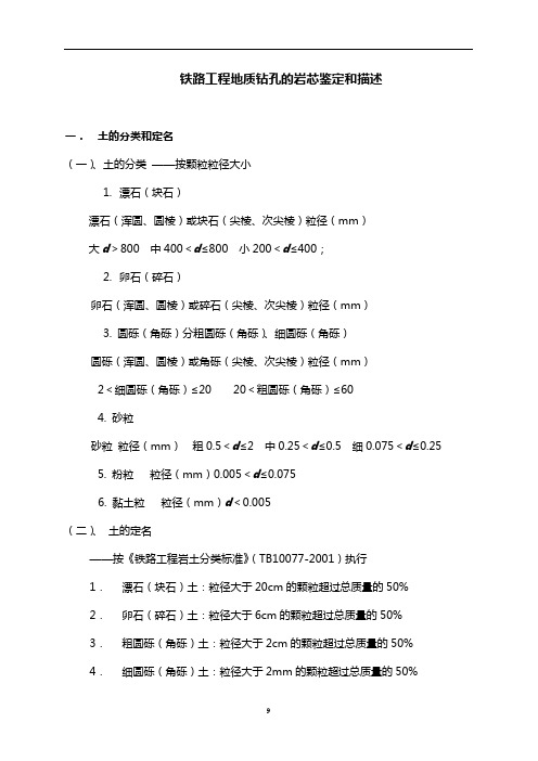 铁路工程地质钻孔的岩芯鉴定和描述