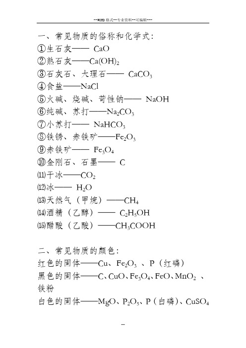 初中化学最全的知识点及化学方程式总结