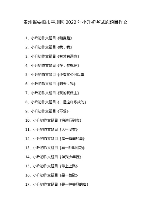 贵州省安顺市平坝区2022年小升初考试的题目作文