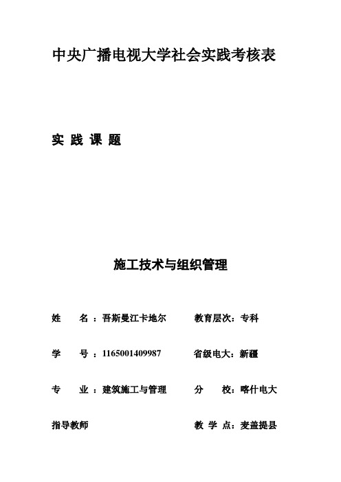 中央广播电视大学本科社会实践考核表.