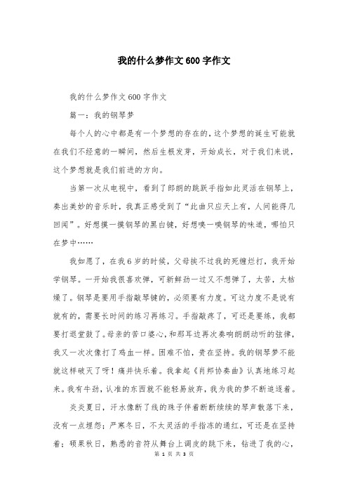 我的什么梦作文600字作文